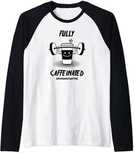 fun fitness shirt coffee barbell